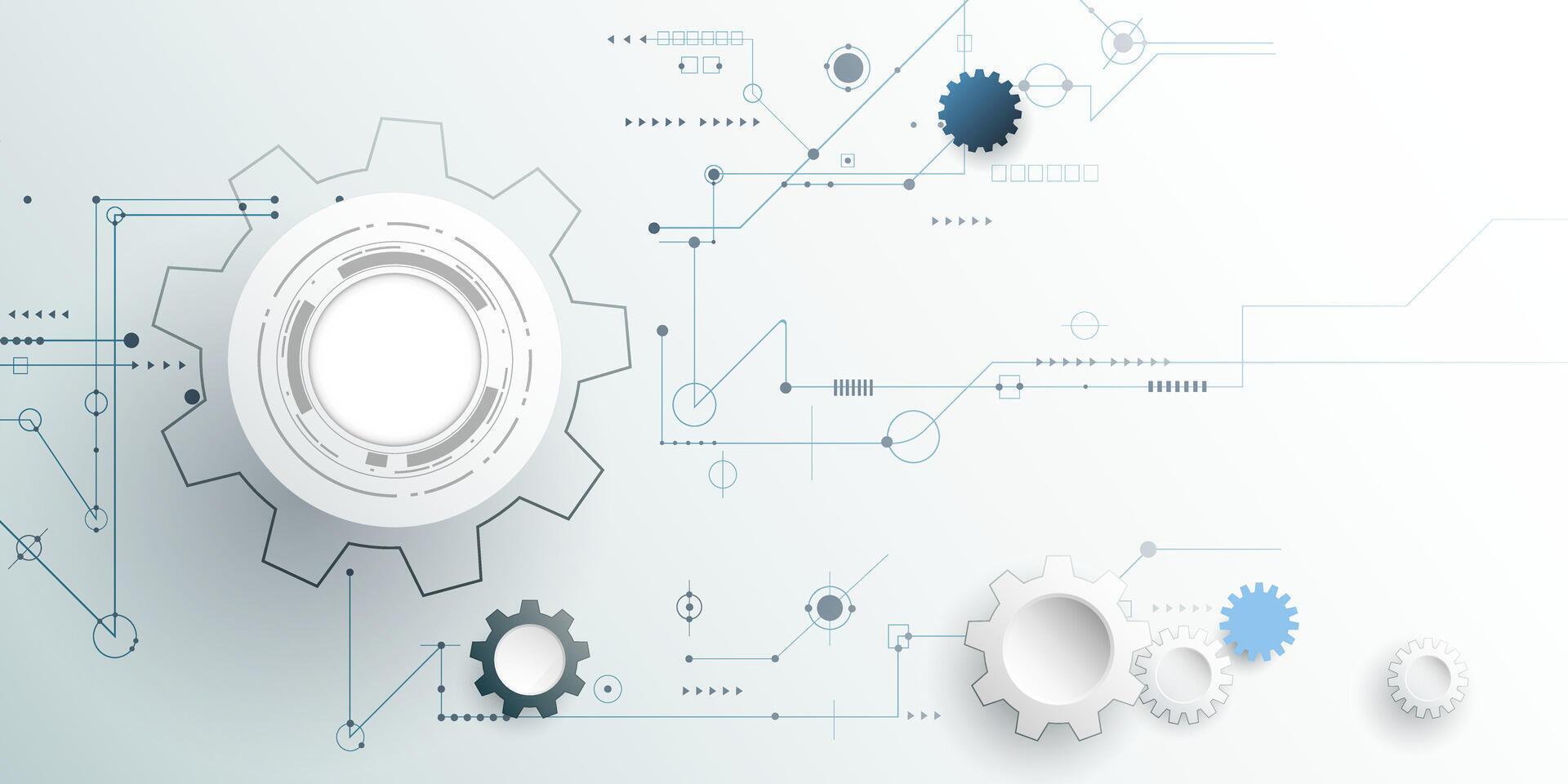 Circuit board and Gearon white background vector
