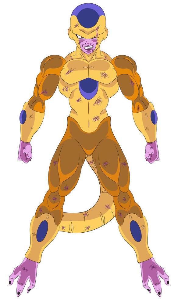 Golden Frieza Full Body Anime Illustration vector