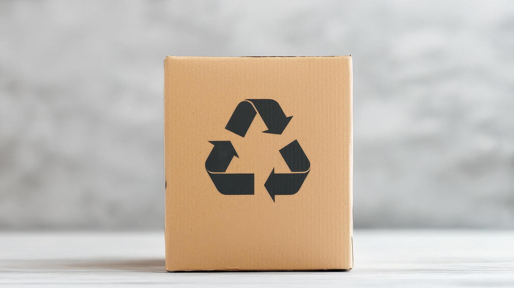 Recycling box with symbol on a textured background. Renewable resources and recycling supply concept. photo