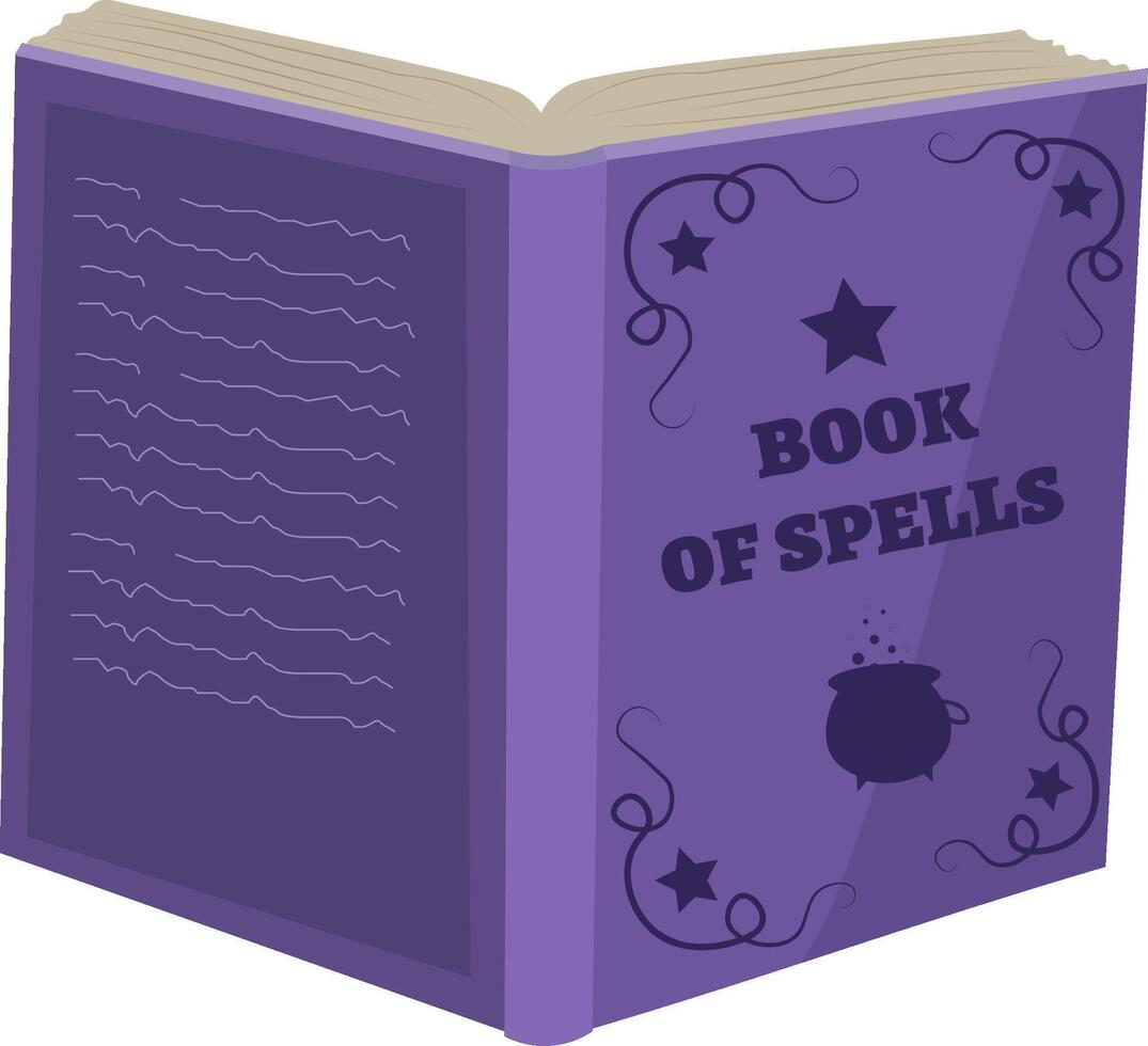 purple magic spell book. Halloween vector