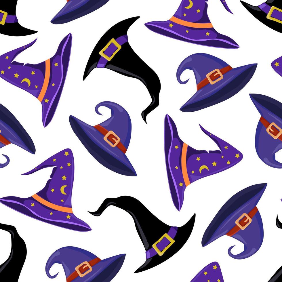Seamless pattern with witch hats. Halloween vector