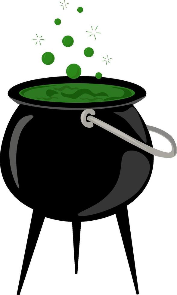 cauldron with green potion for Halloween vector