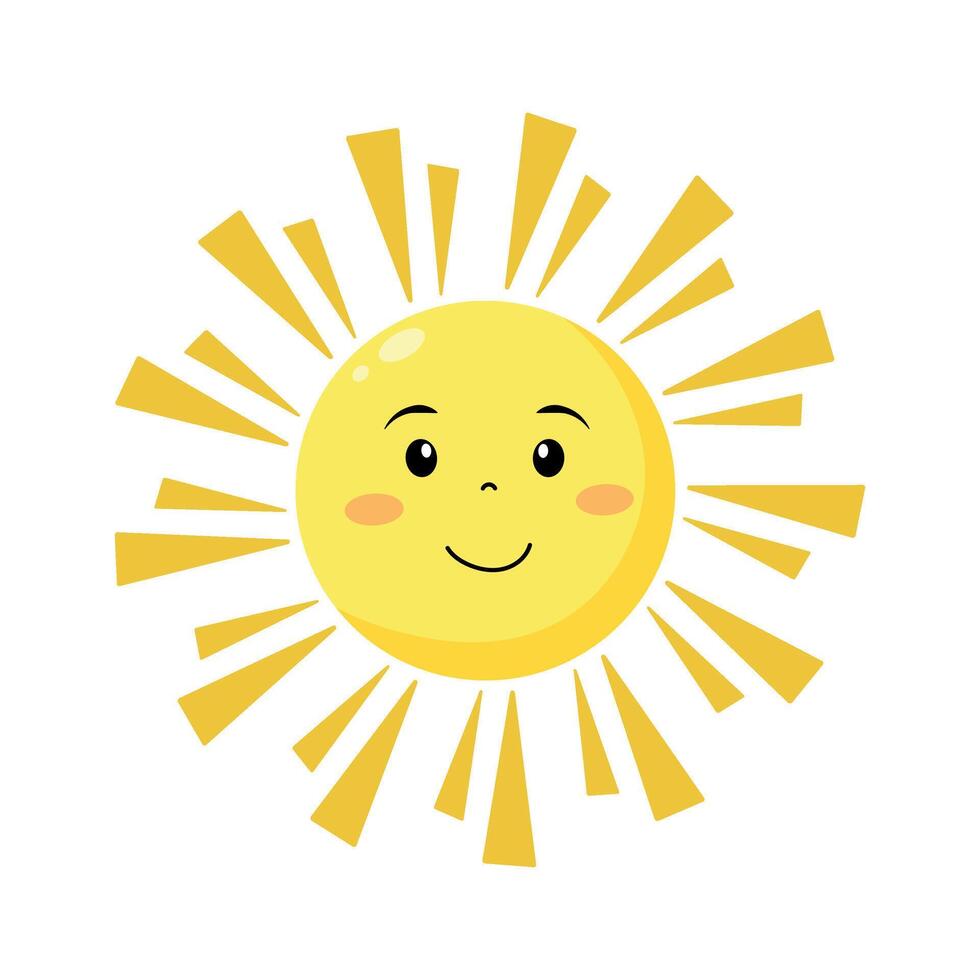 Bright smiling sun with rays shining in a cheerful design vector