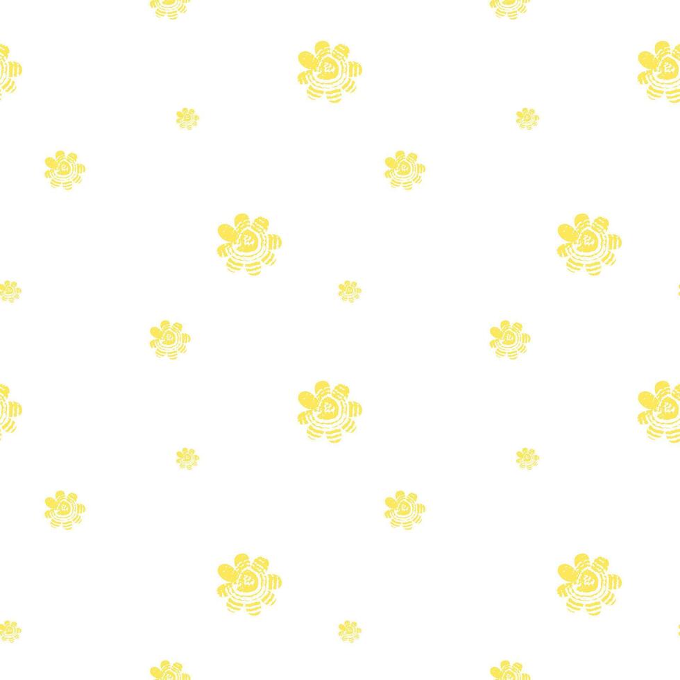 Seamless cute pattern with delicate flowers in yellow with trendy textures, hand-painted in pastel colors. Repeatable image for printing on wrapping paper and canvas, on children's clothing, posters vector