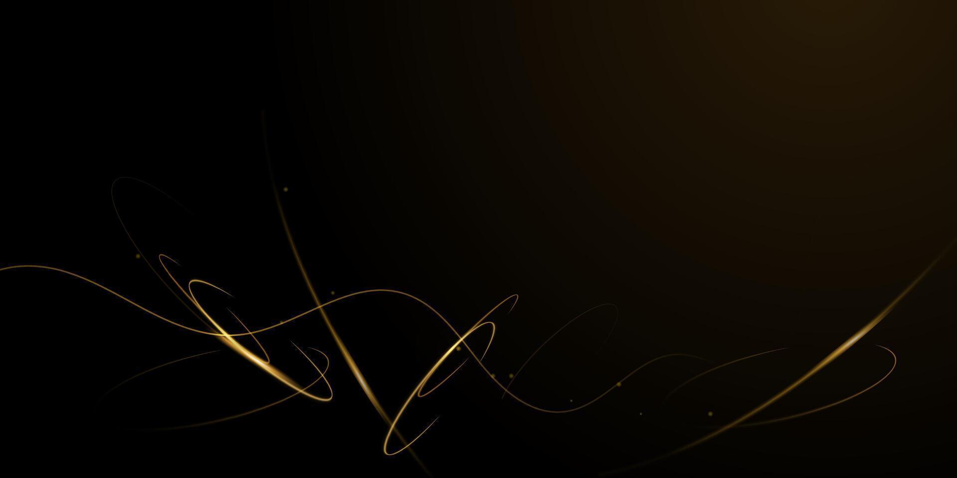 Abstract chaos, gold wave line pattern, flow line and particle dot on dark color background. Modern futuristic, design for background vector
