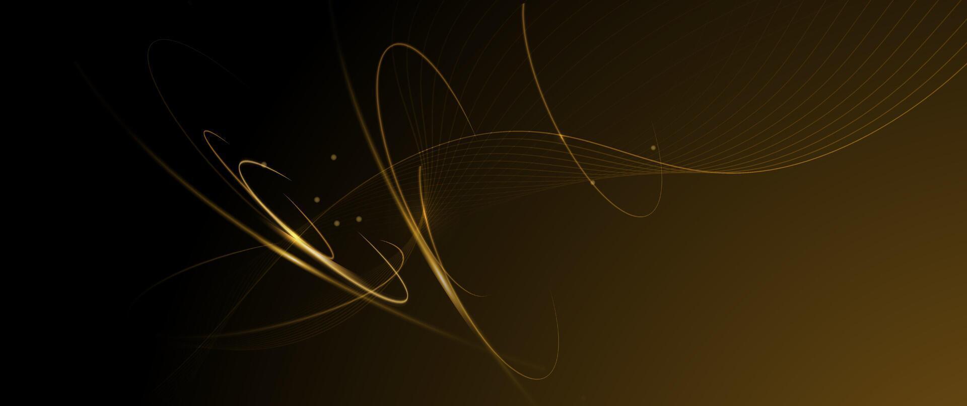 Motion of curve lines, light shiny, glow effect. Illustration design. Bright gold wave, wavy line pattern. Graphic design for technology background vector