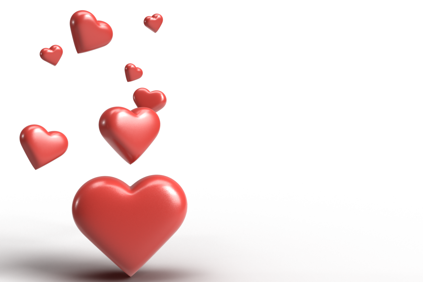 Red hearts falling png