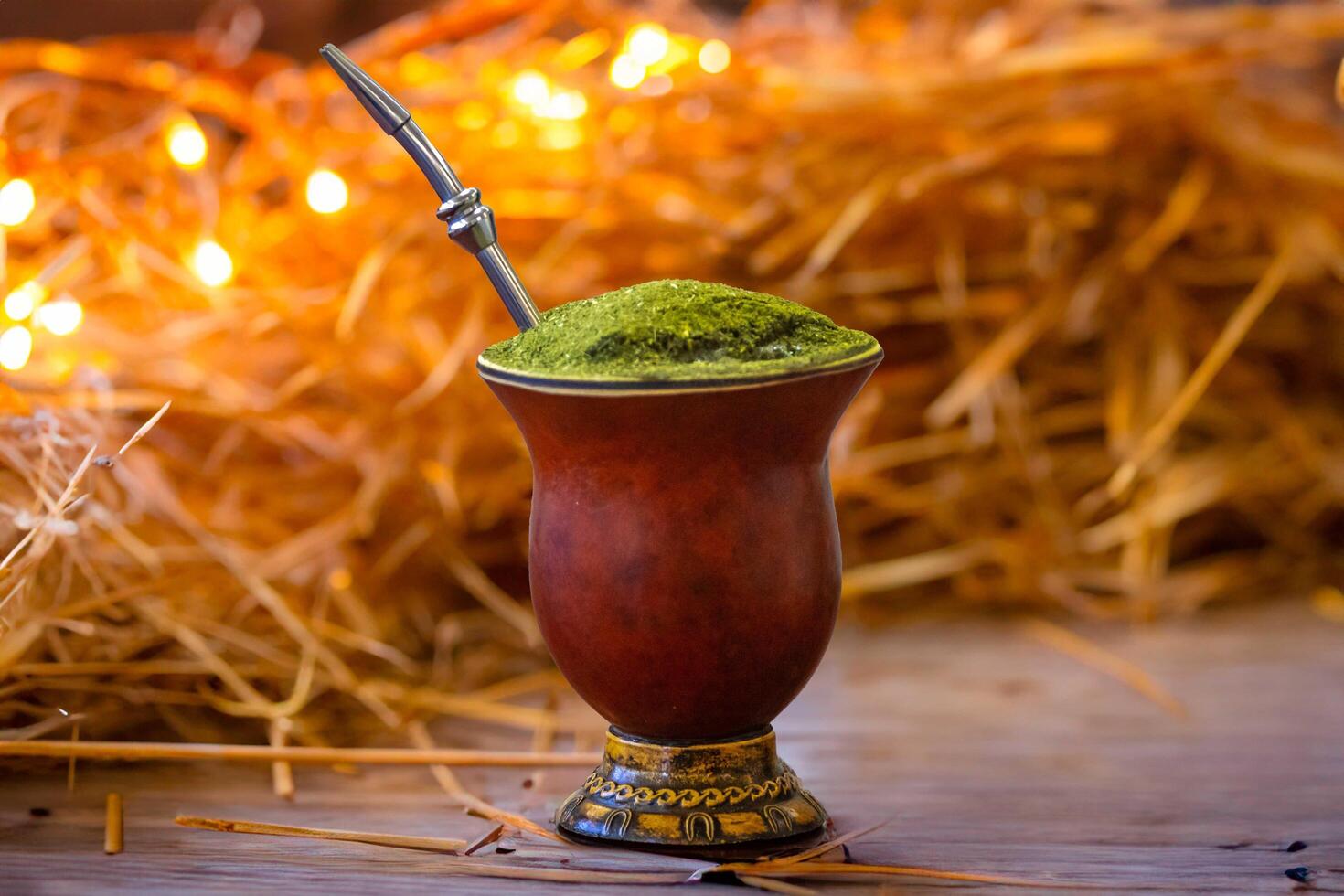 Iconic Yerba mate chimarrao in a rustic and cozy environment photo