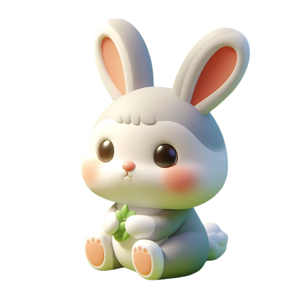 a cute little bunny with a green leaf png