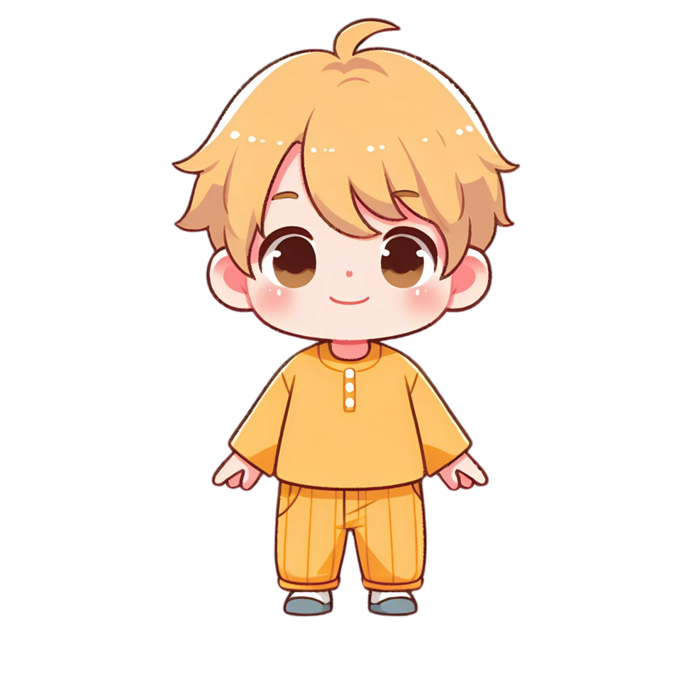 cartoon boy in yellow outfit, transparent background png