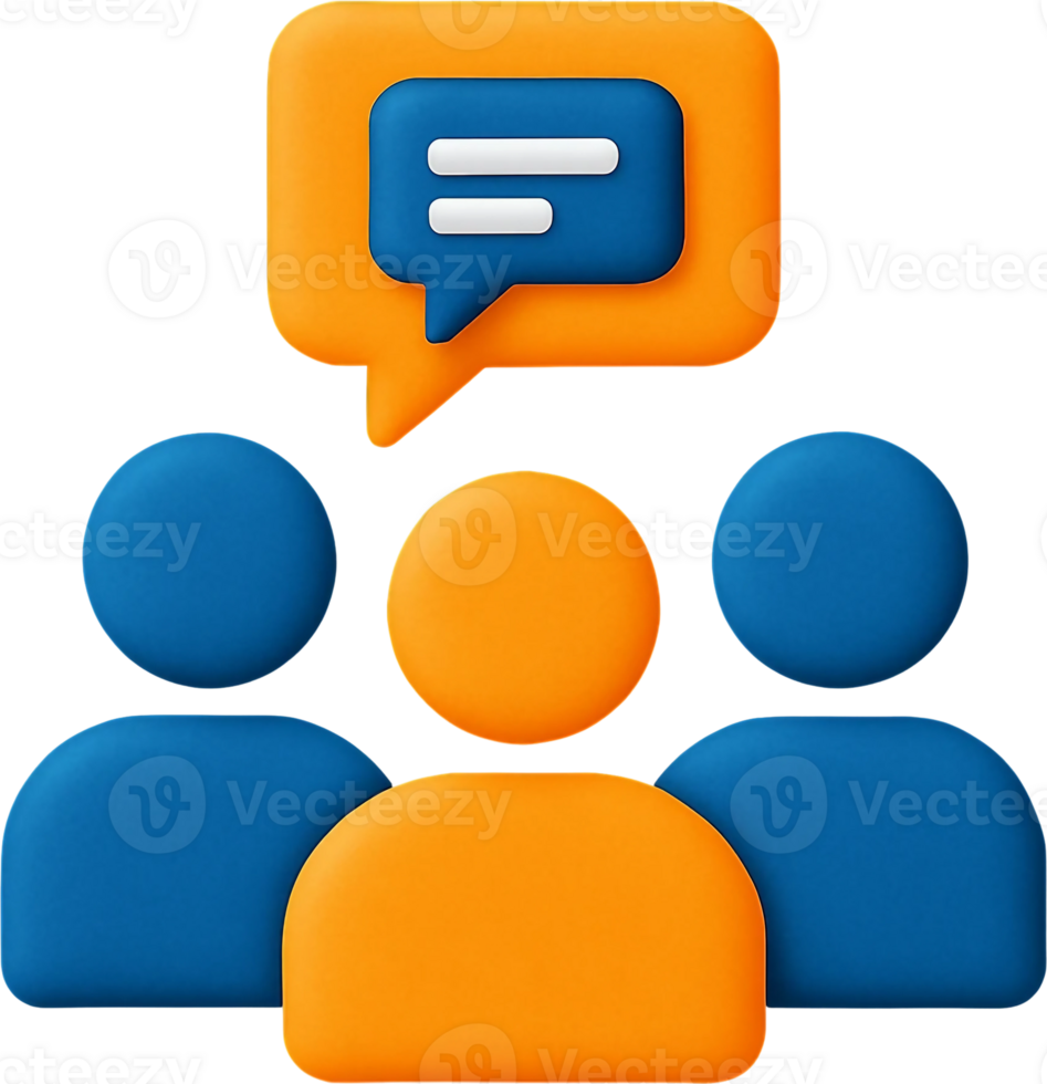 A group of people with a chat bubble png