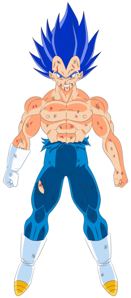 Vegeta ssj blue 2D illustration full body prince Saiyan legendary warrior hero png