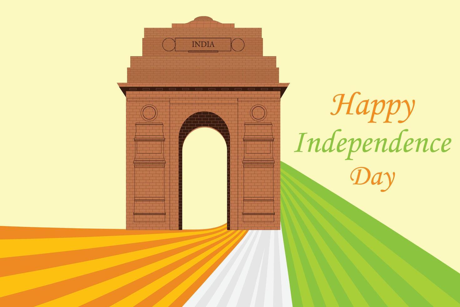India Gate Glows with Patriotism. 78 Years of Freedom and Unity. India will be celebrating 78th Independence Day on 15th. vector