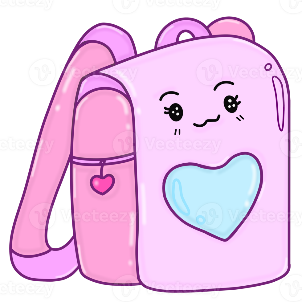 Back to school with school bag and others element illustration png