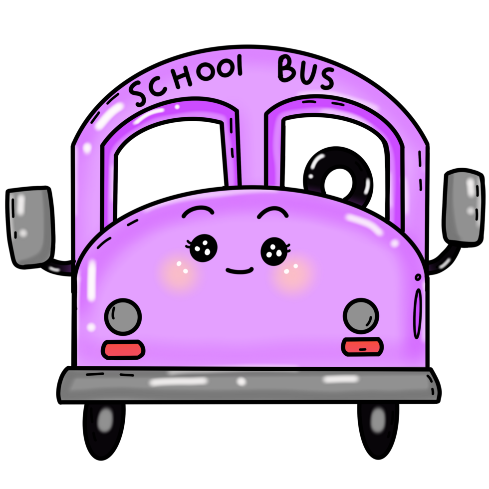 Cartoon drawing of a school bus png