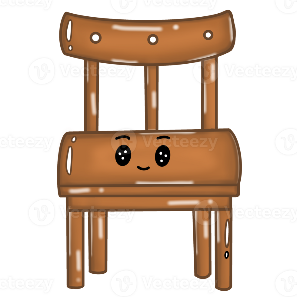 Cartoon drawing of a brown chair in a classroom png