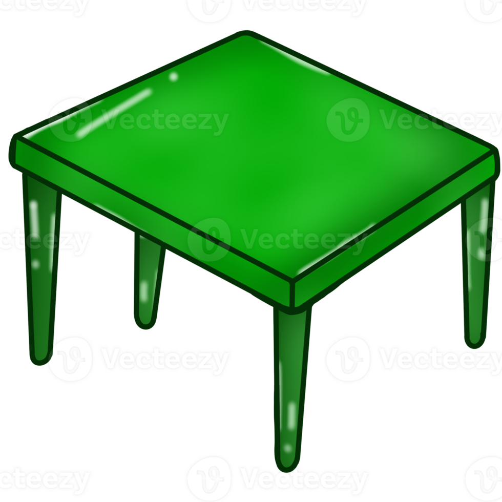 Cartoon drawing of a green desk in a classroom png