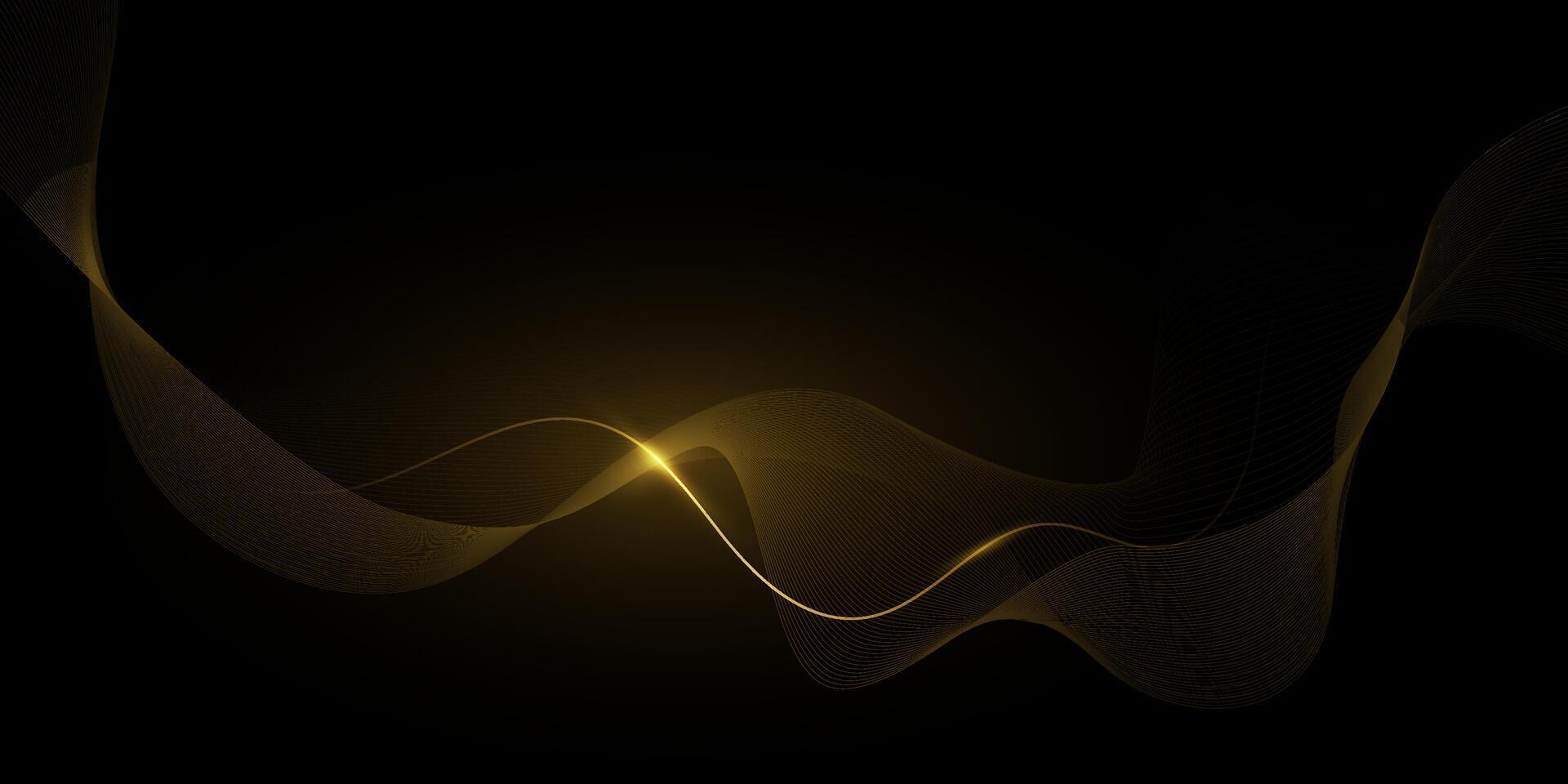 Abstract motion of curve lines, light shiny, glow effect. Illustration design. Bright gold wave, wavy line pattern. Element graphic design for technology banner template, wallpaper background vector