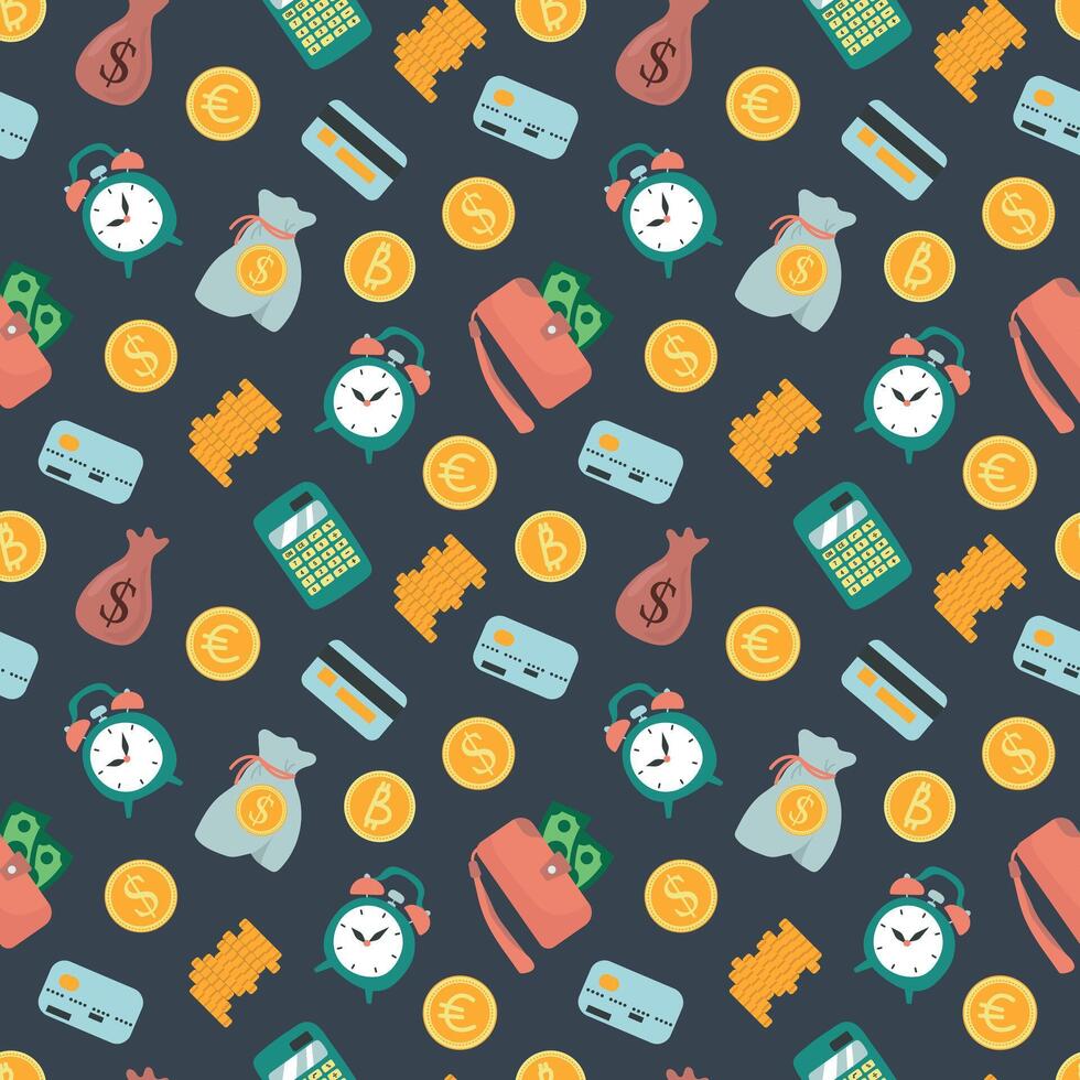 Financial Planning Seamless Pattern with Money vector