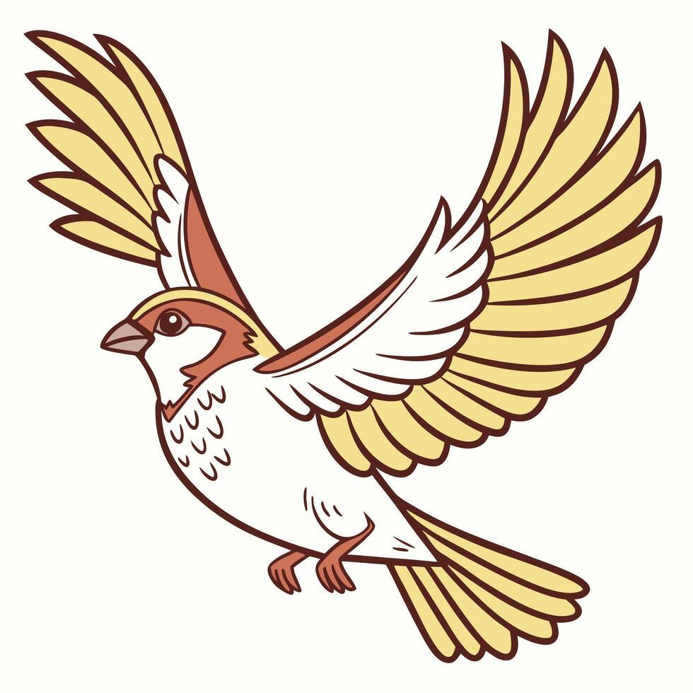 Sparrow in flight. Illustration isolated on white background. vector