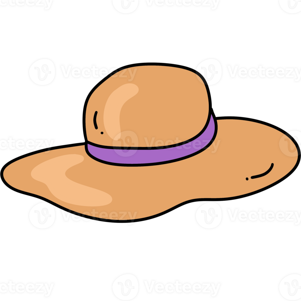 Women summer straw hat with the purple ribbon , summer hat png