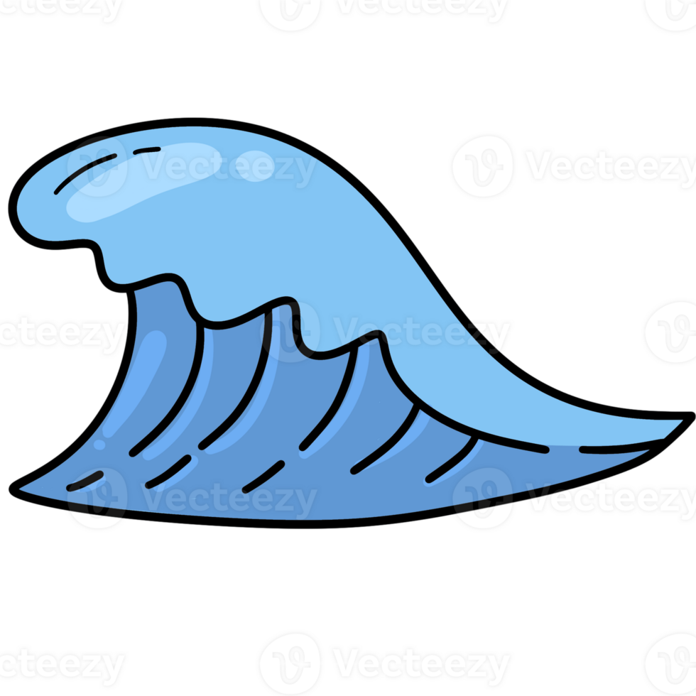 Ocean wave in cartoon style png
