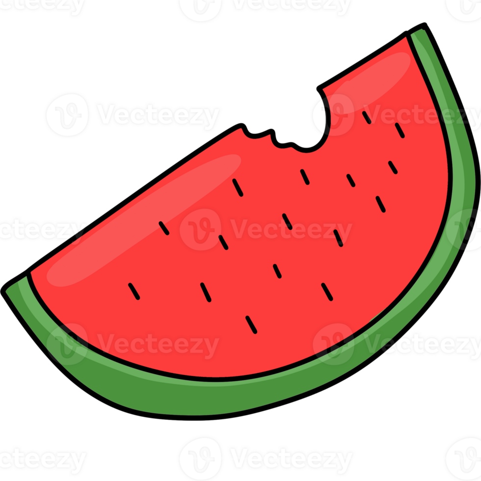 A large slice of watermelon with a bite taken out. png