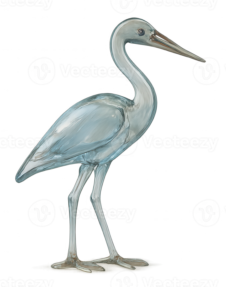 Elegant glass stork standing on transparent background png