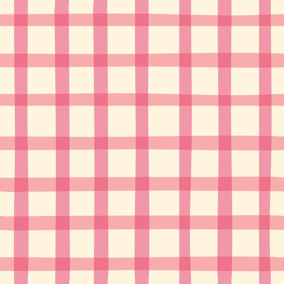 Hand drawn checkered seamless pattern. Trendy illustration. Abstract style plaid, tartan, gingham cloth. Suits for textile, fabric covers, packaging and gift wrap.Print template vector