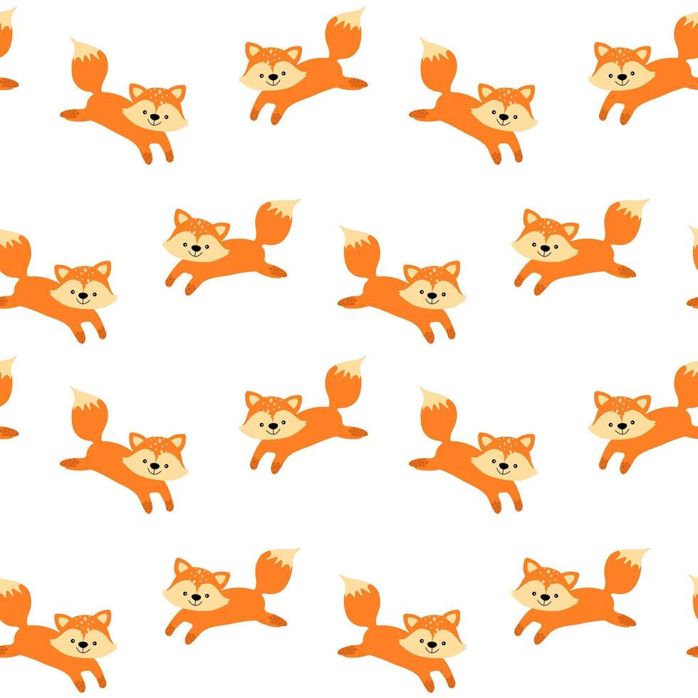 Seamless pattern with hand drawn cartoon fox with trendy texture. Repeating image for printing on wrapping paper and canvas, on children's clothes, posters or website banners vector