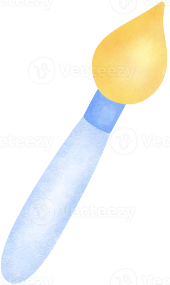 a blue and yellow paintbrush on a transparent background png