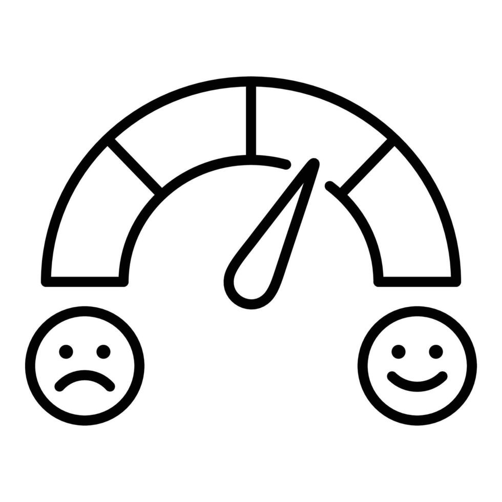 Customer satisfaction icon with happy and unhappy emojis, representing user feedback, emotion tracking, and service quality. vector