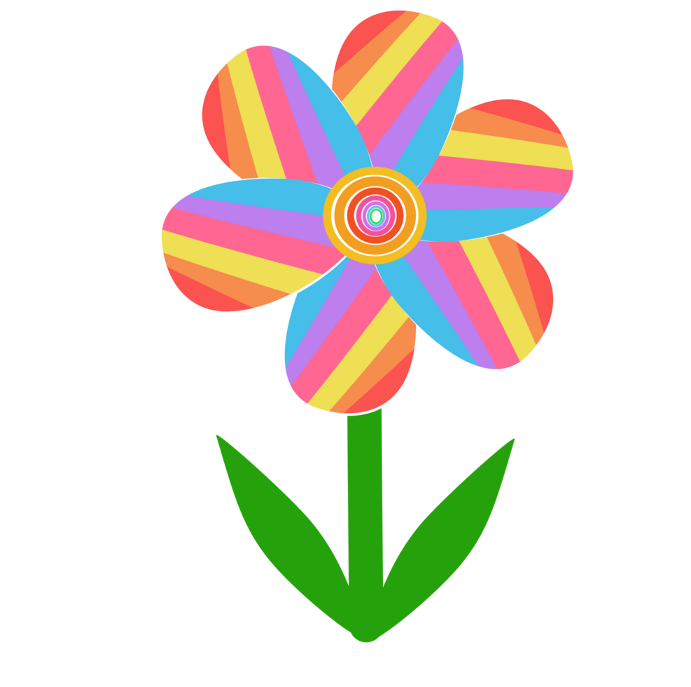 Cute rainbow flower symbolizing LGBTQ pride, love, and diversity in a colorful png