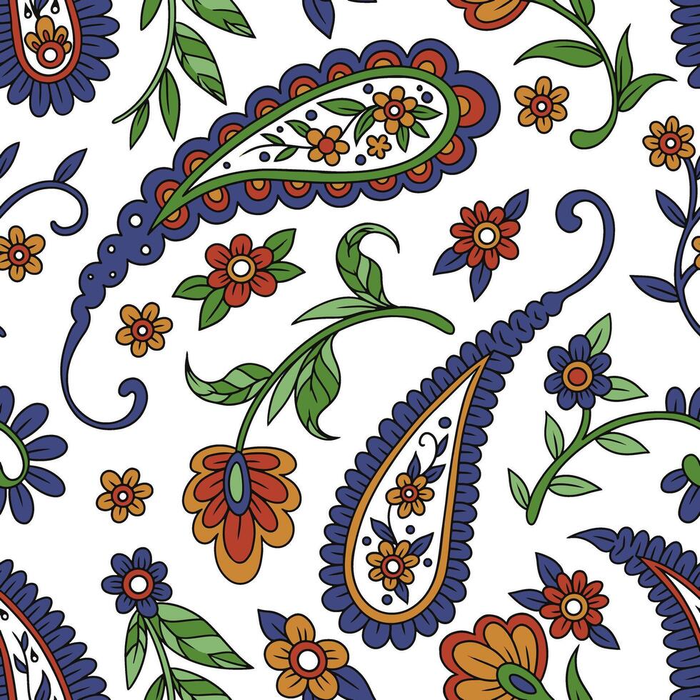 Seamless pattern with oriental paisley vector