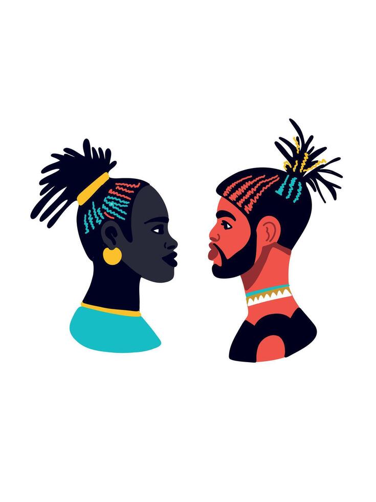 minimalist pack of afro portraits vector