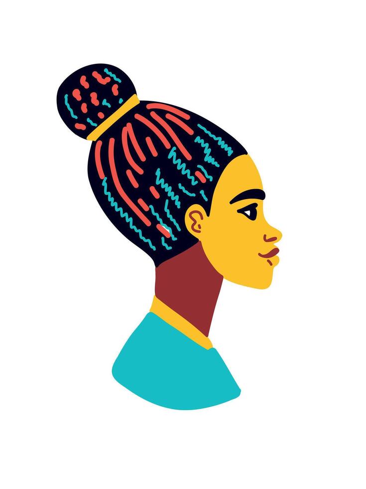 side contour of a girl with afro hairstyle vector