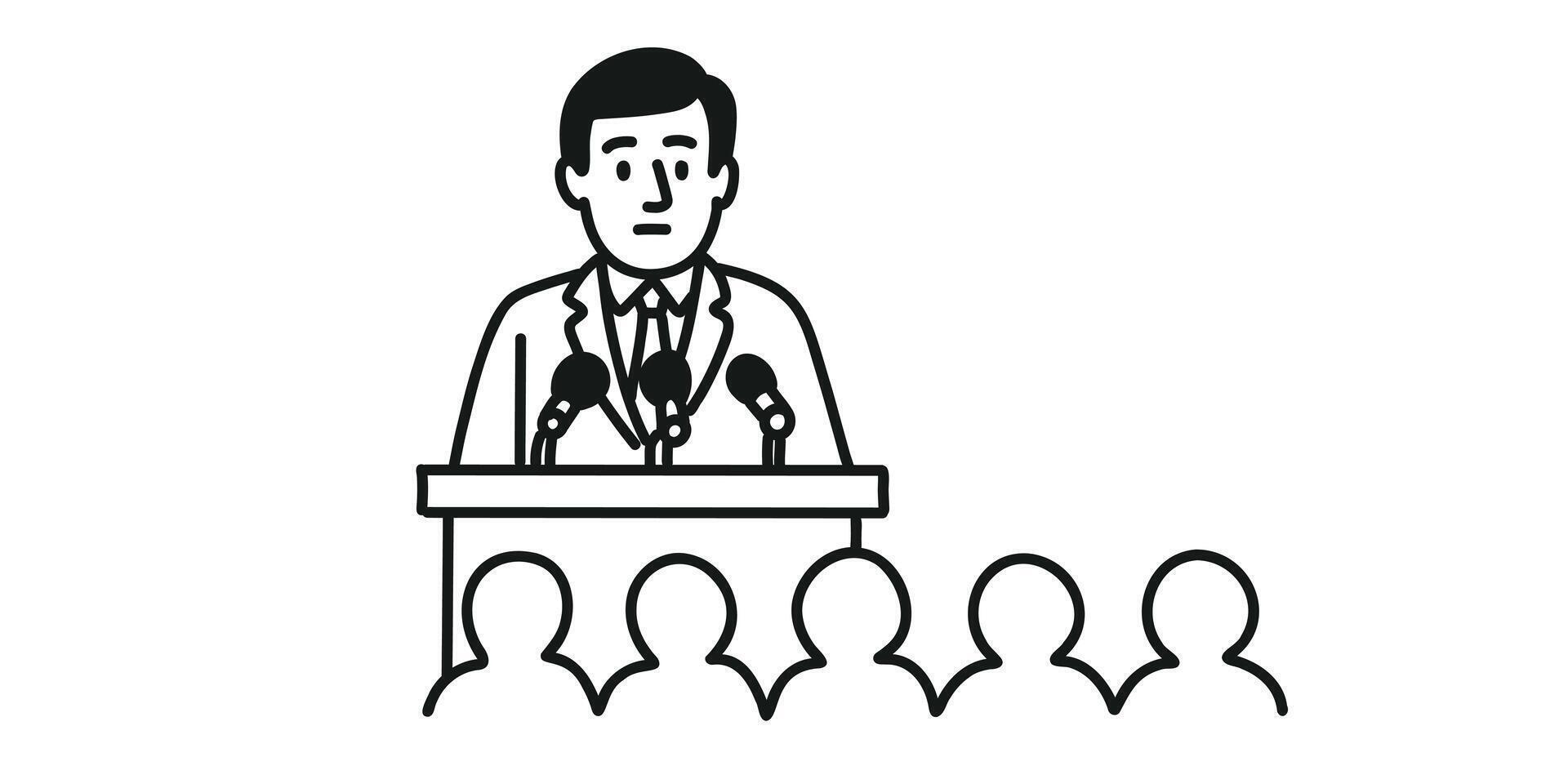 public speech at a press conference vector