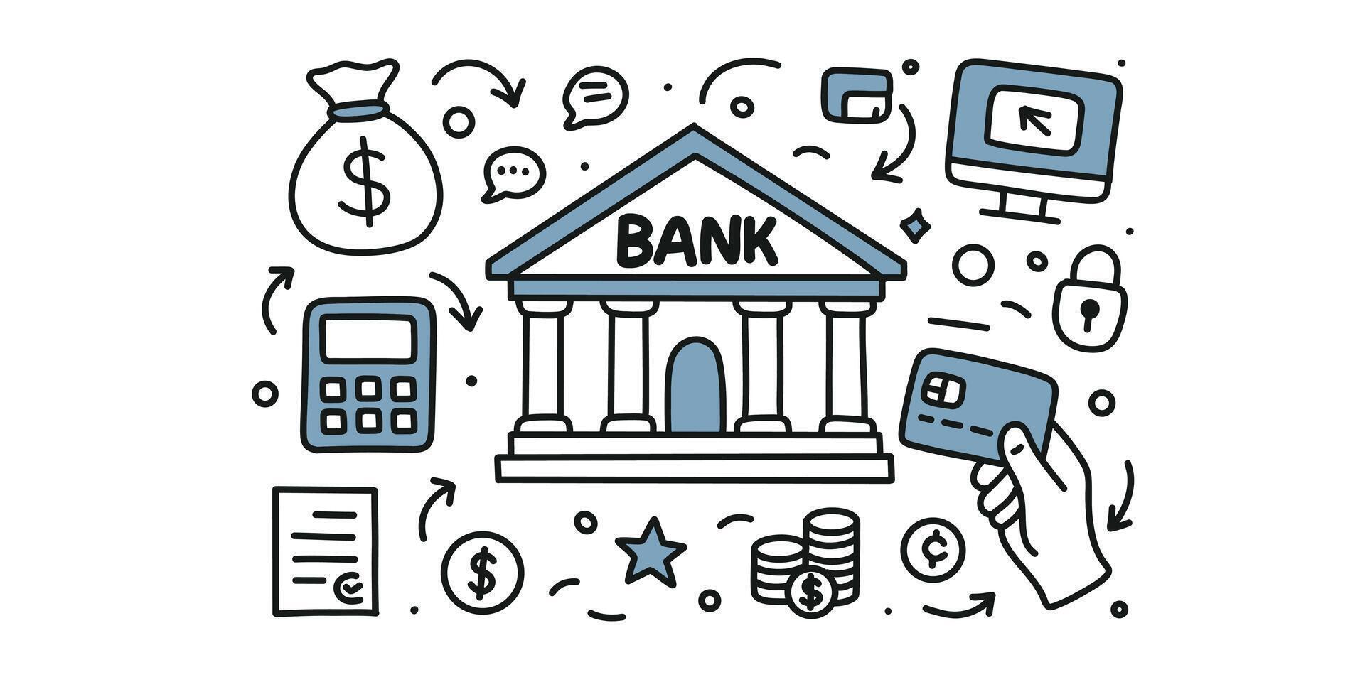 banking operations in icons, visual set about banking system vector