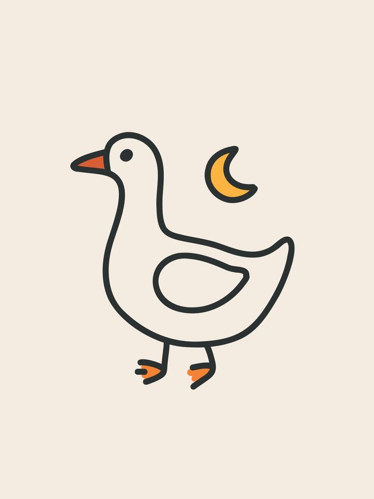 Goose under the moon vector