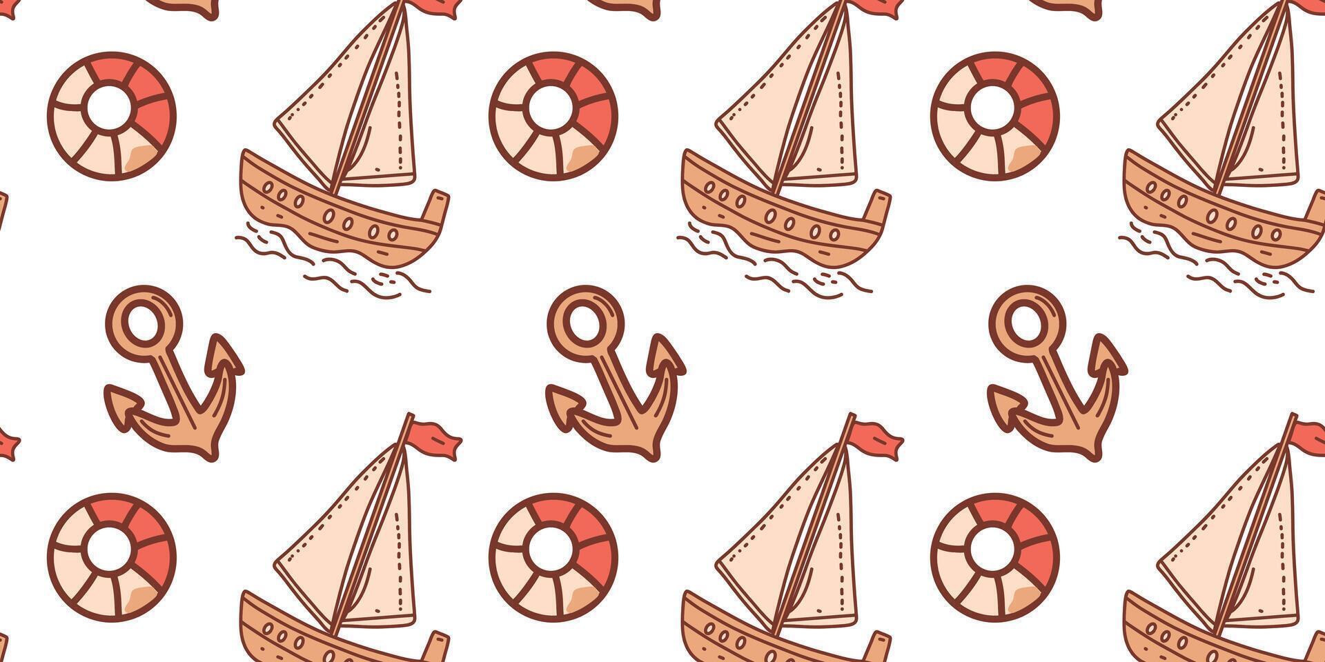 nautical seamless pattern vector