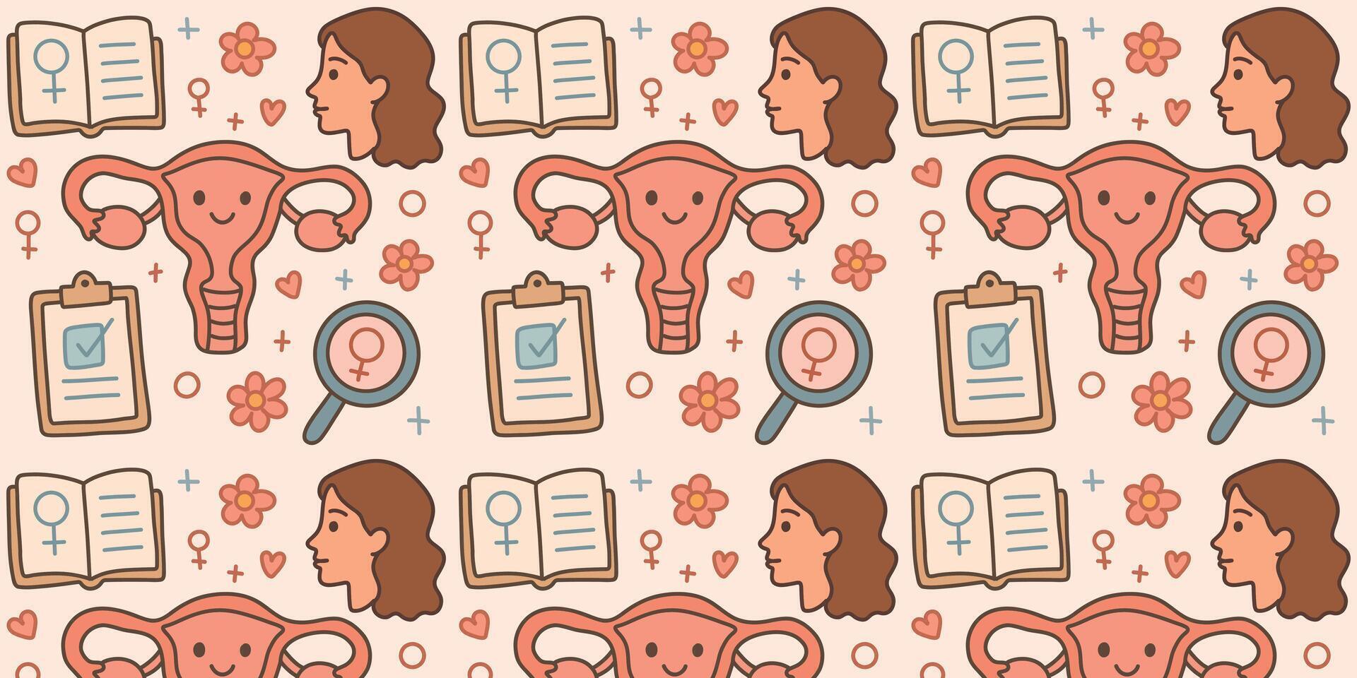 women s health seamless pattern vector