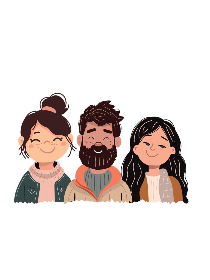 young people in a relaxed pose on a white background vector