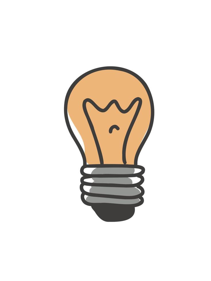 doodle light bulb in linear kids' style vector