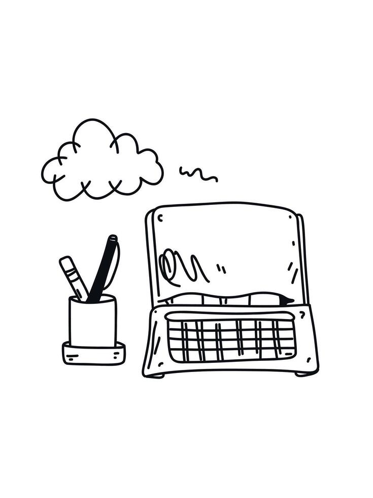 creative cartoon workspace design vector
