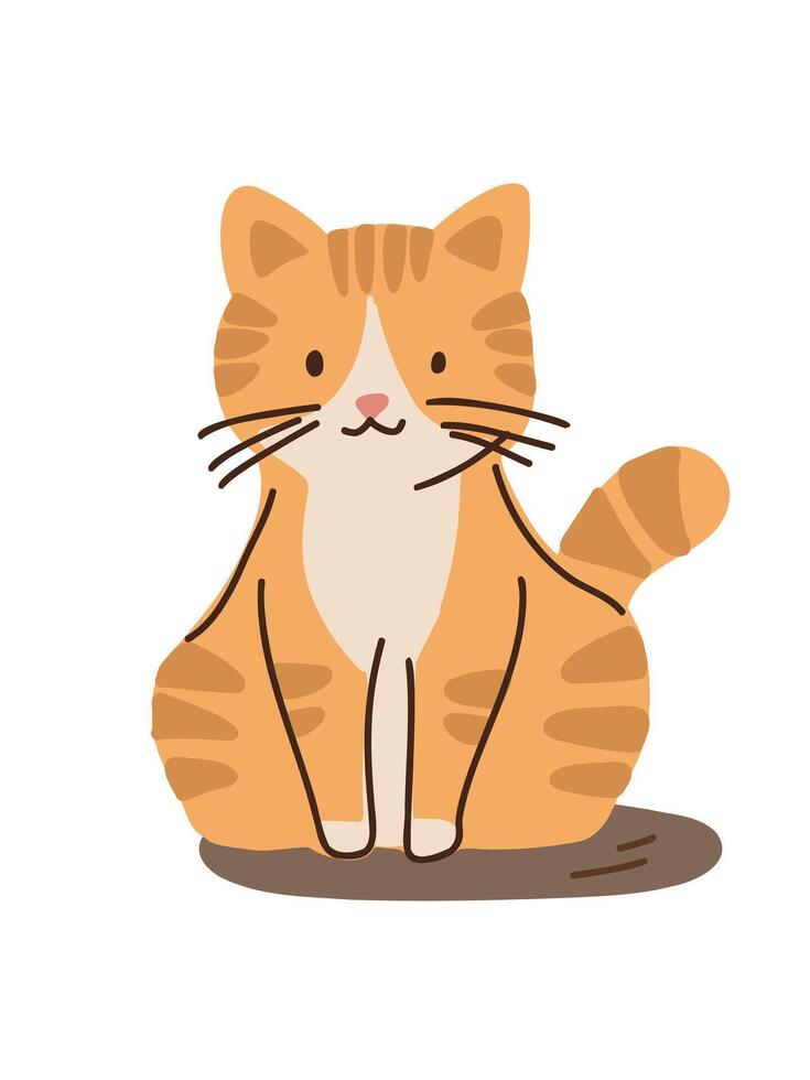 red kitten in cartoon style vector