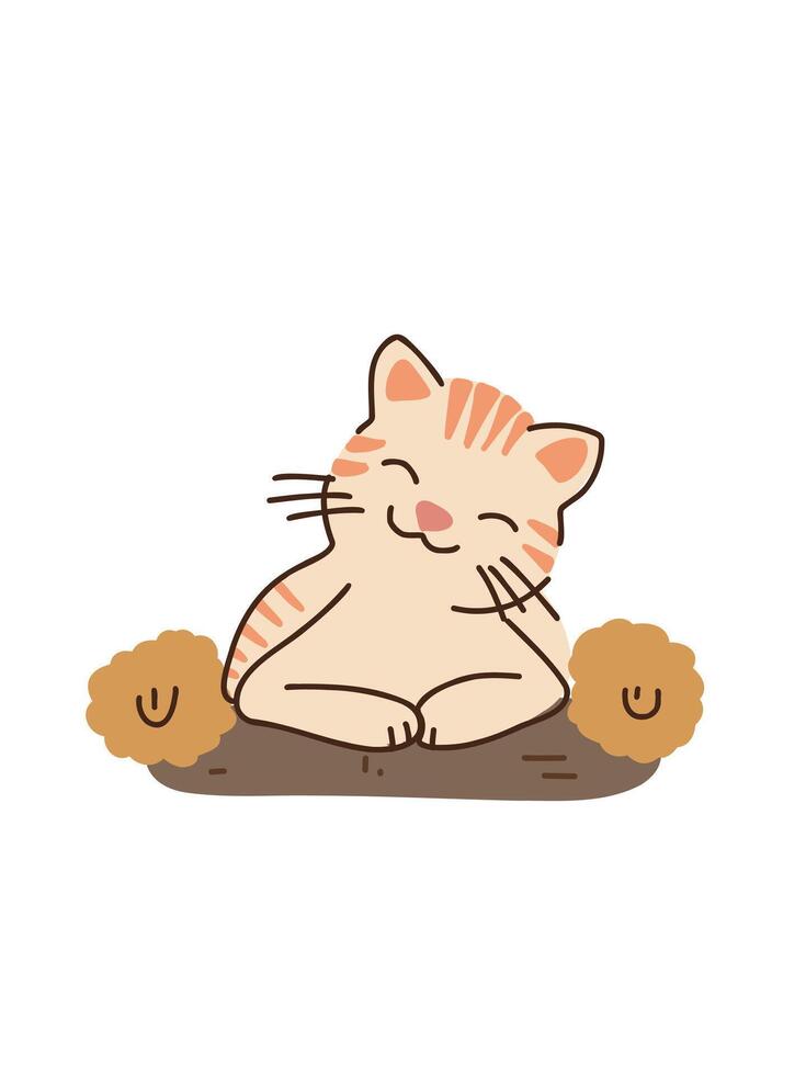 joyful kitty in cartoon style vector