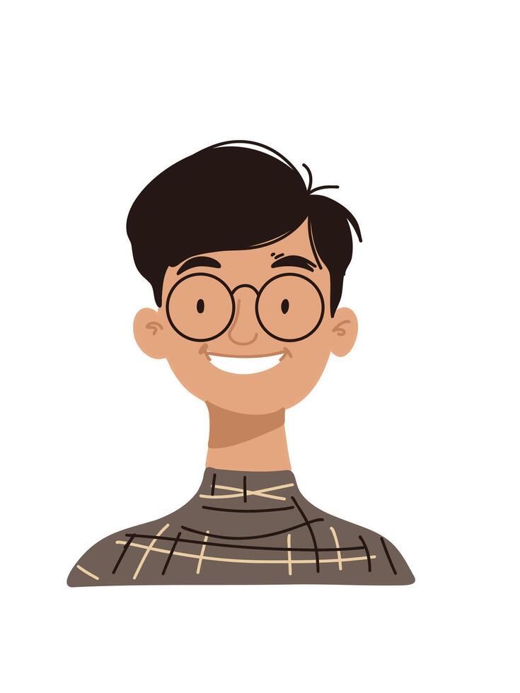 portrait of a young happy man with a wide smile on a bright background vector