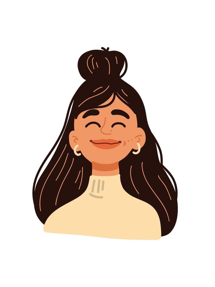 cheerful young woman in fashionable clothes on a bright background vector