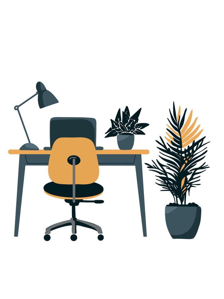Elegant workspace with desk lamp and laptop vector