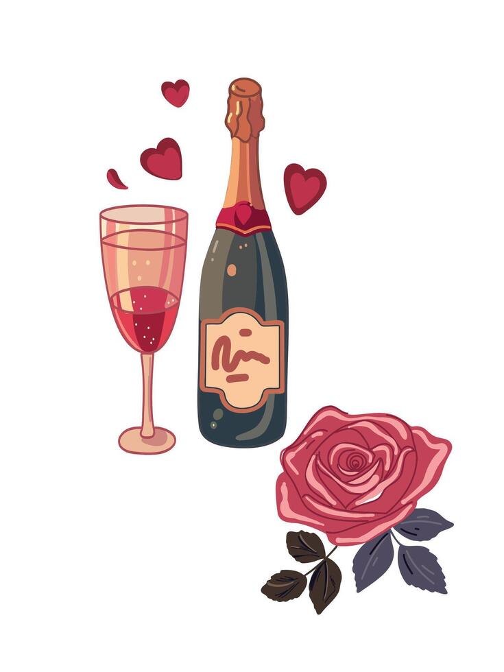 Love themed illustration roses, hearts, and romantic vibes vector